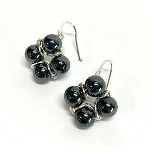 HANDMADE Genuine Hematite Wrapped Dangle Earrings